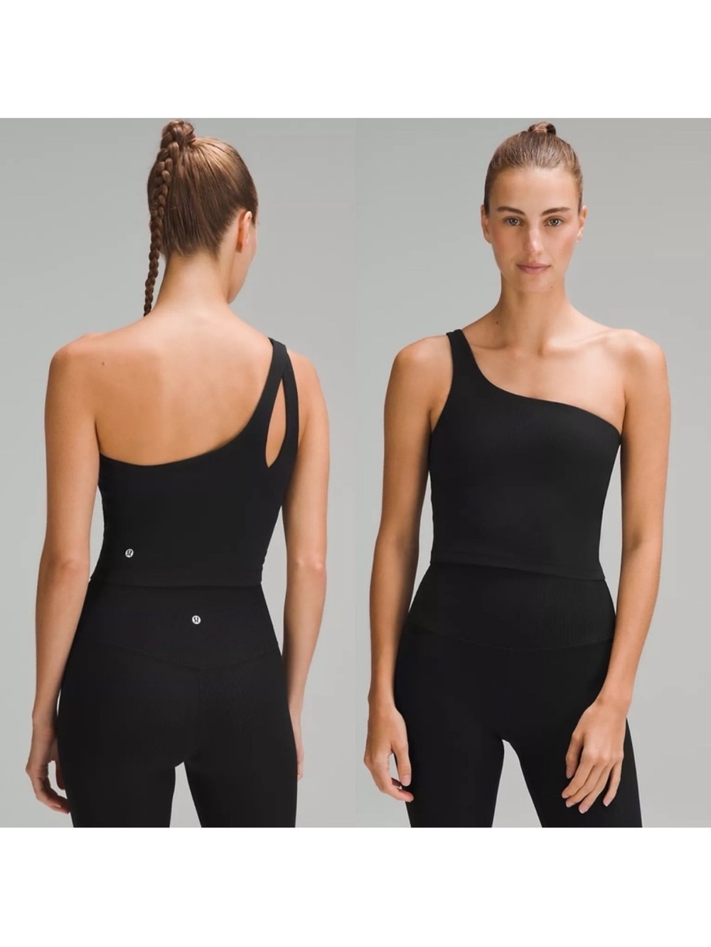 Lululemon Ribbed Nulu Asymmetrical Yoga Tank Top, Black, Size 10 W1ERPS